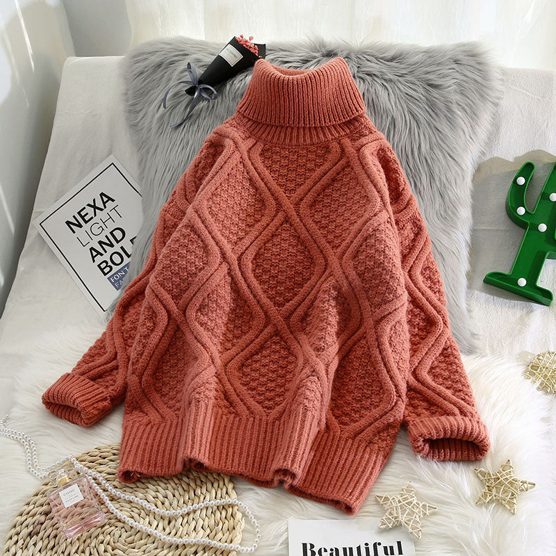 Pull femme à col roulé à carreaux – Style vintage – photo du produit 5