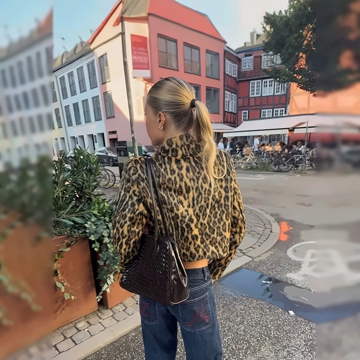 Veste Courte Léopard Femme à Col Montant
