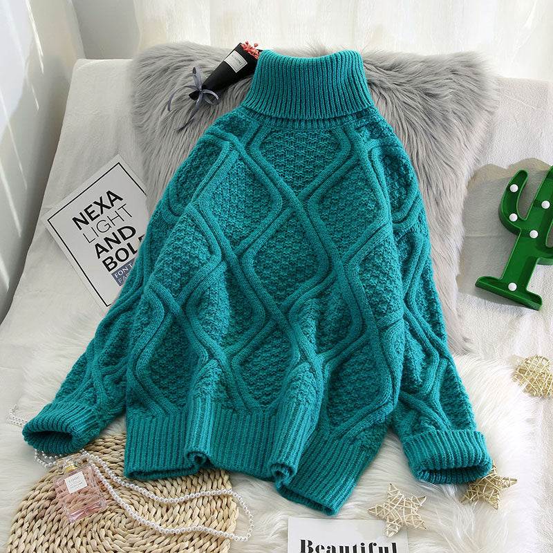 Pull femme à col roulé à carreaux – Style vintage – photo du produit 4