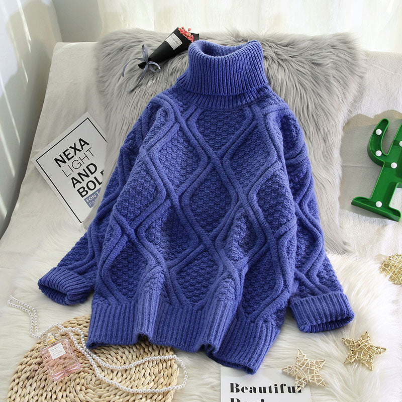 Pull femme à col roulé à carreaux – Style vintage – photo du produit 3