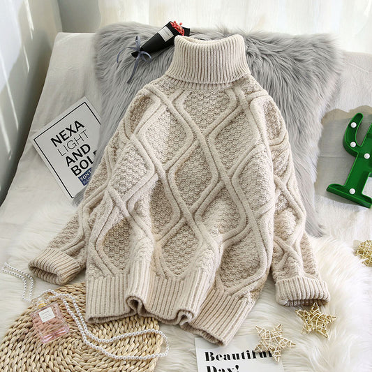 Pull femme à col roulé à carreaux – Style vintage – photo du produit 1